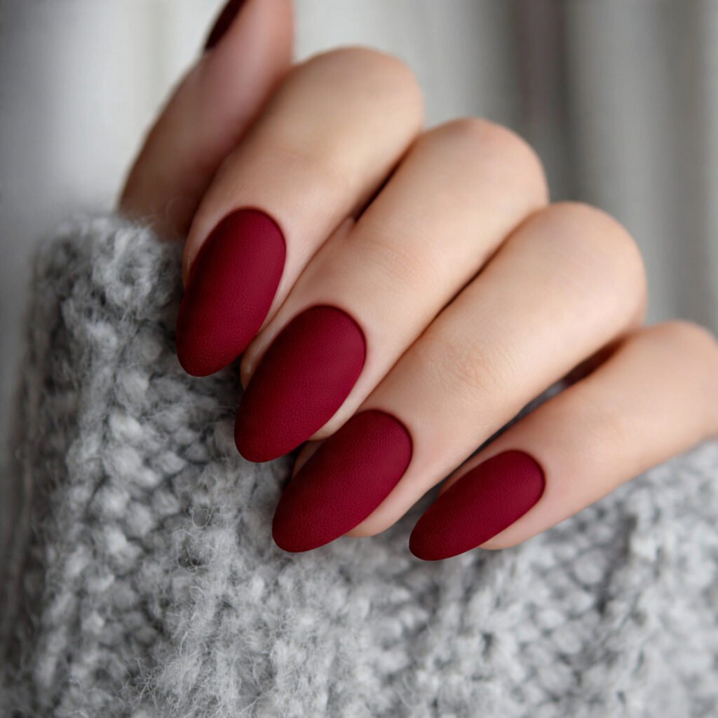 matte red nails