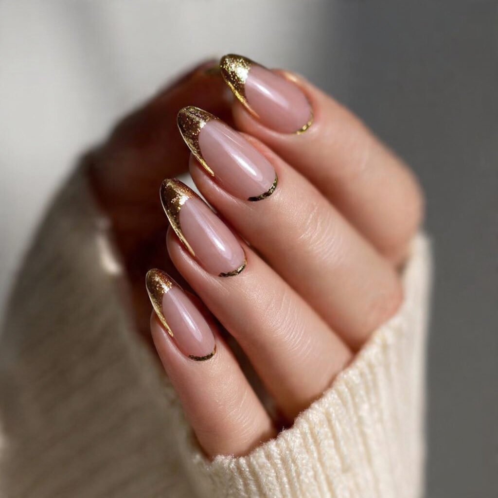 metallic gold tips attractive nails