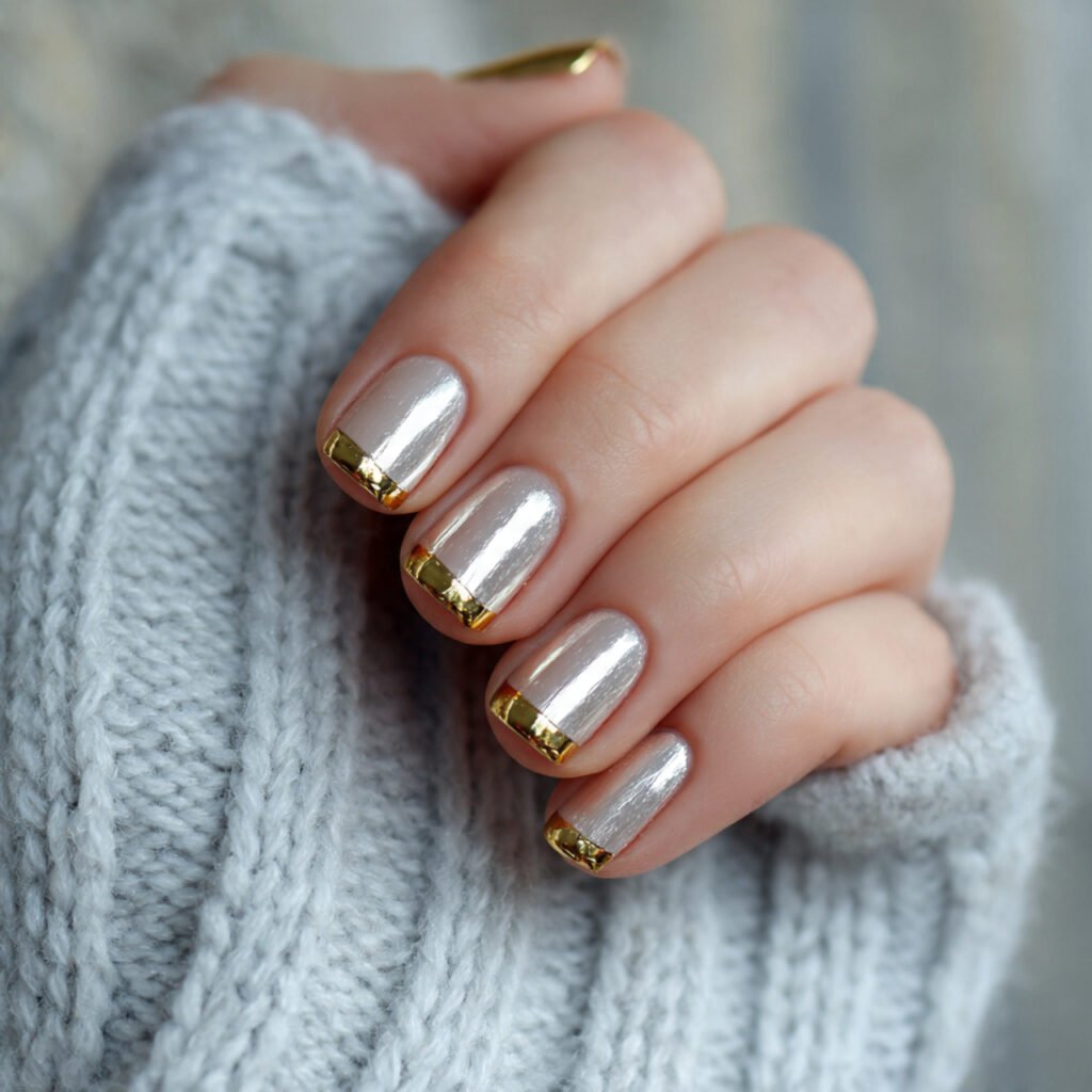 metallic gold french tips attractive nails