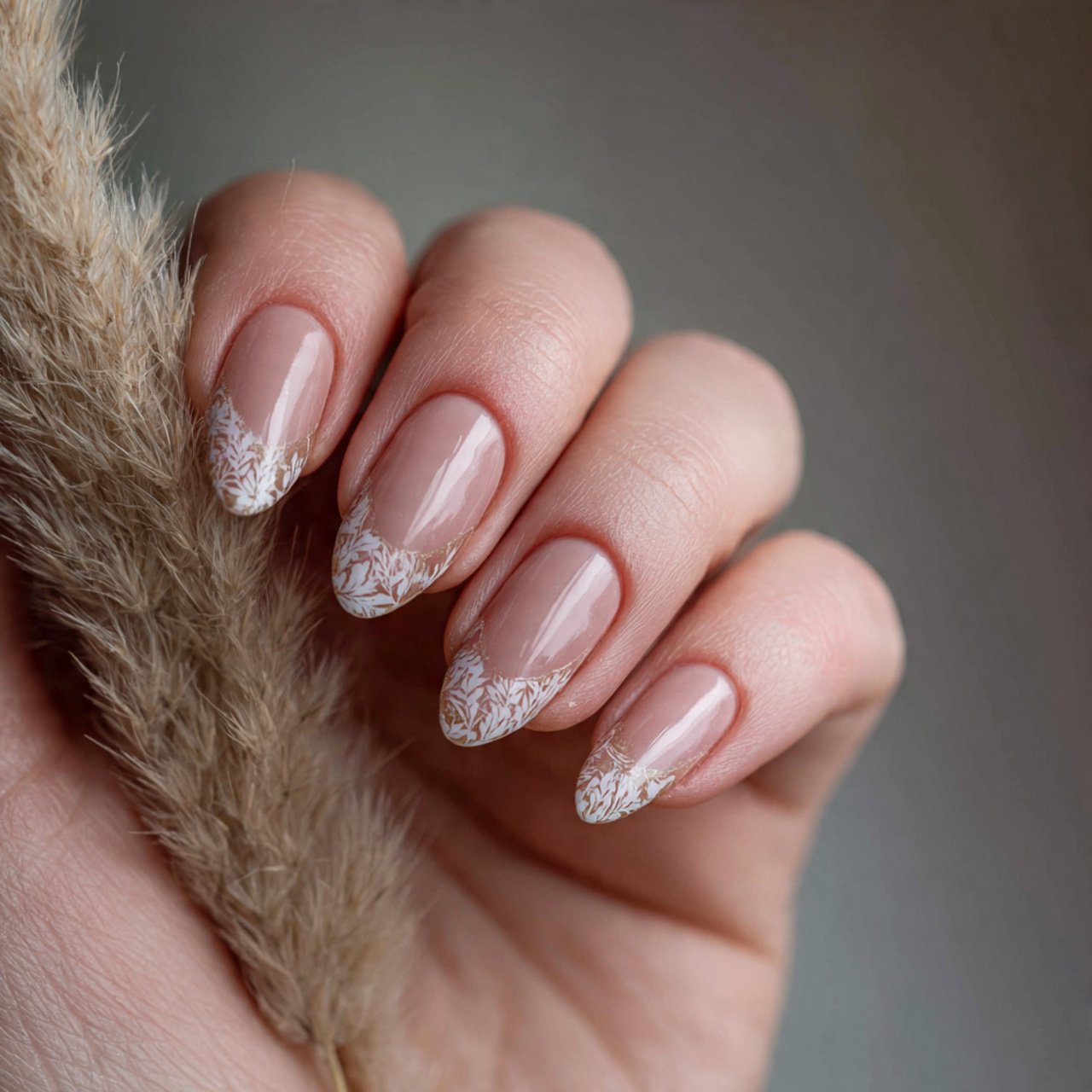 micro french in beige on beige nature looks nails