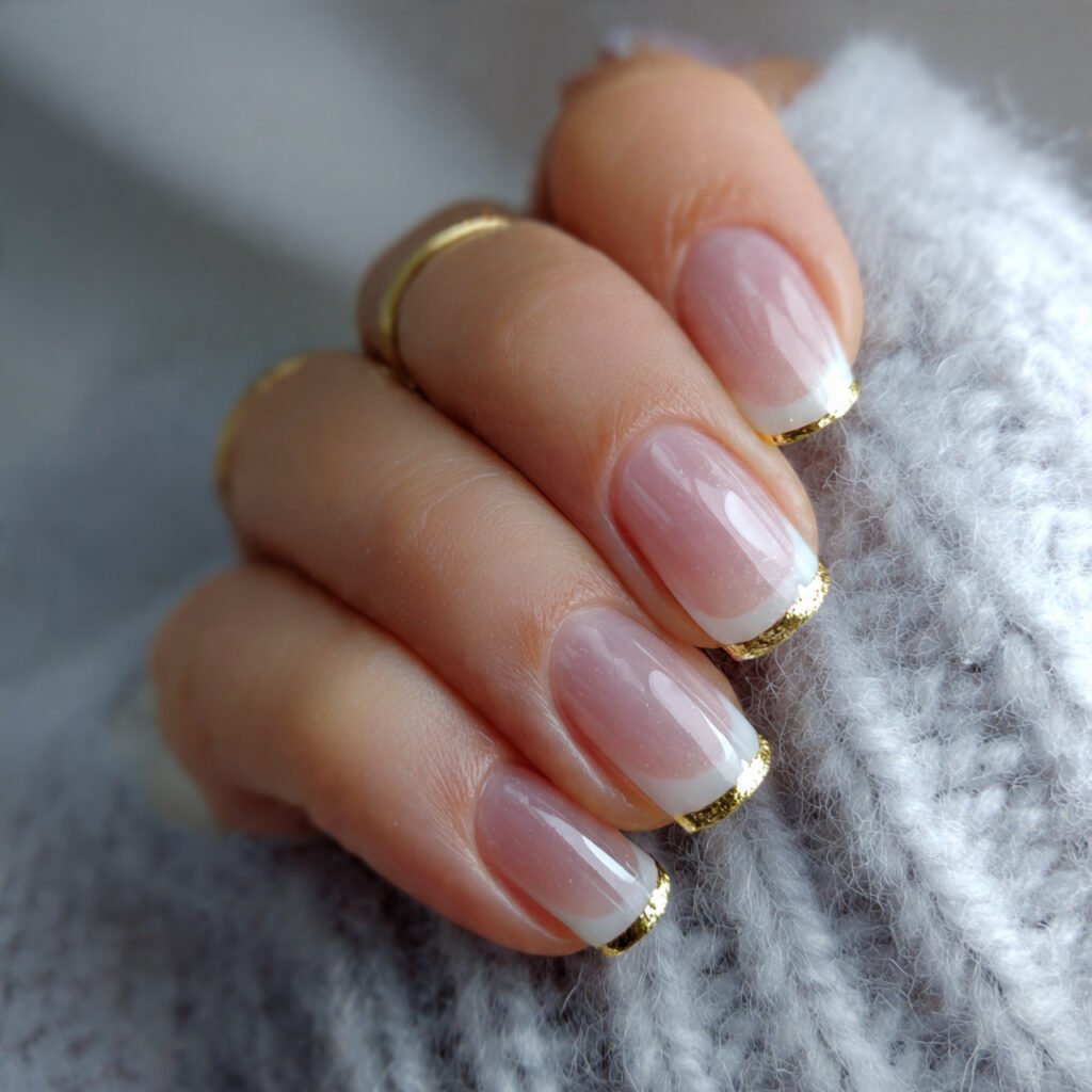 micro french on a sheer base attractive nails