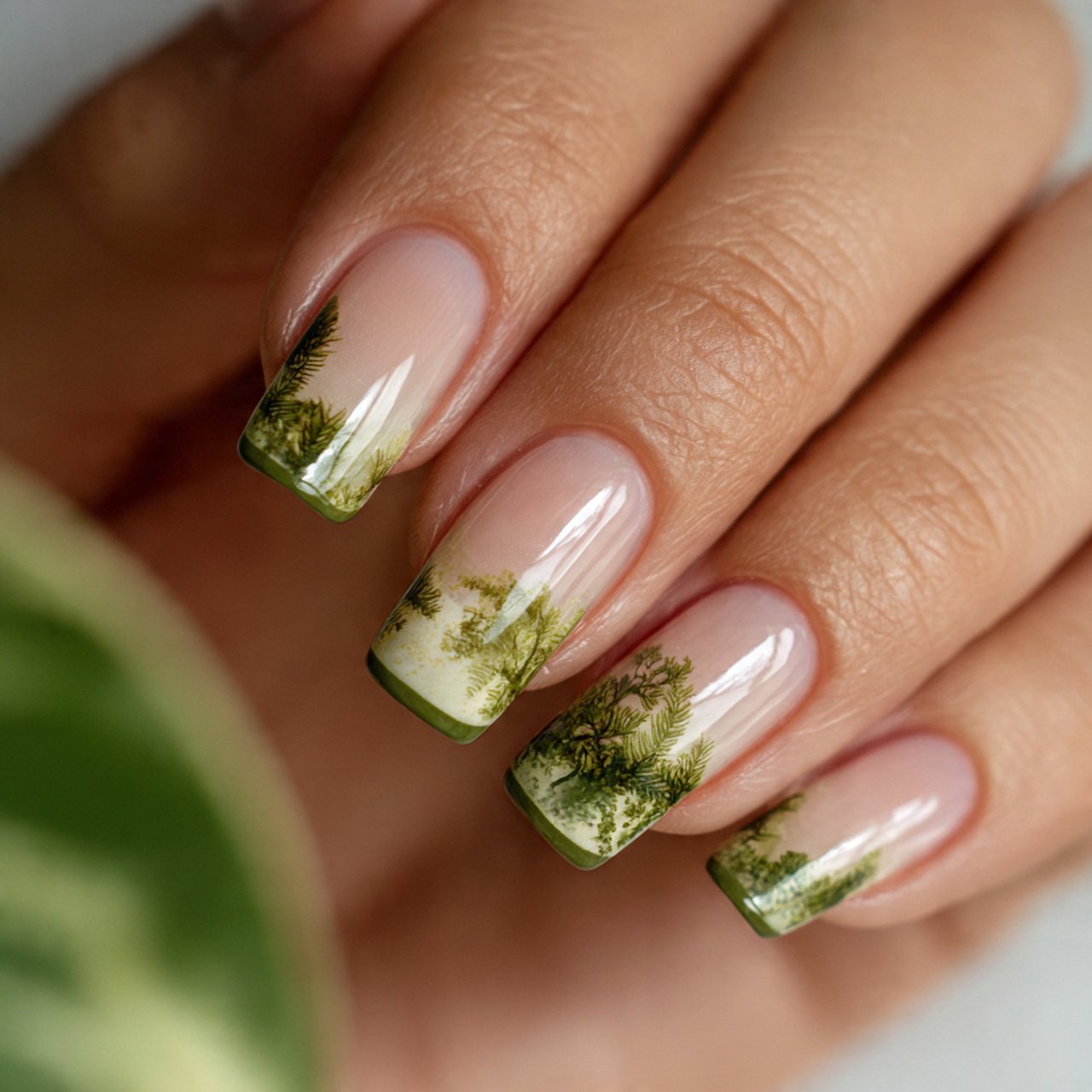 micro ghost french tips nature look nails
