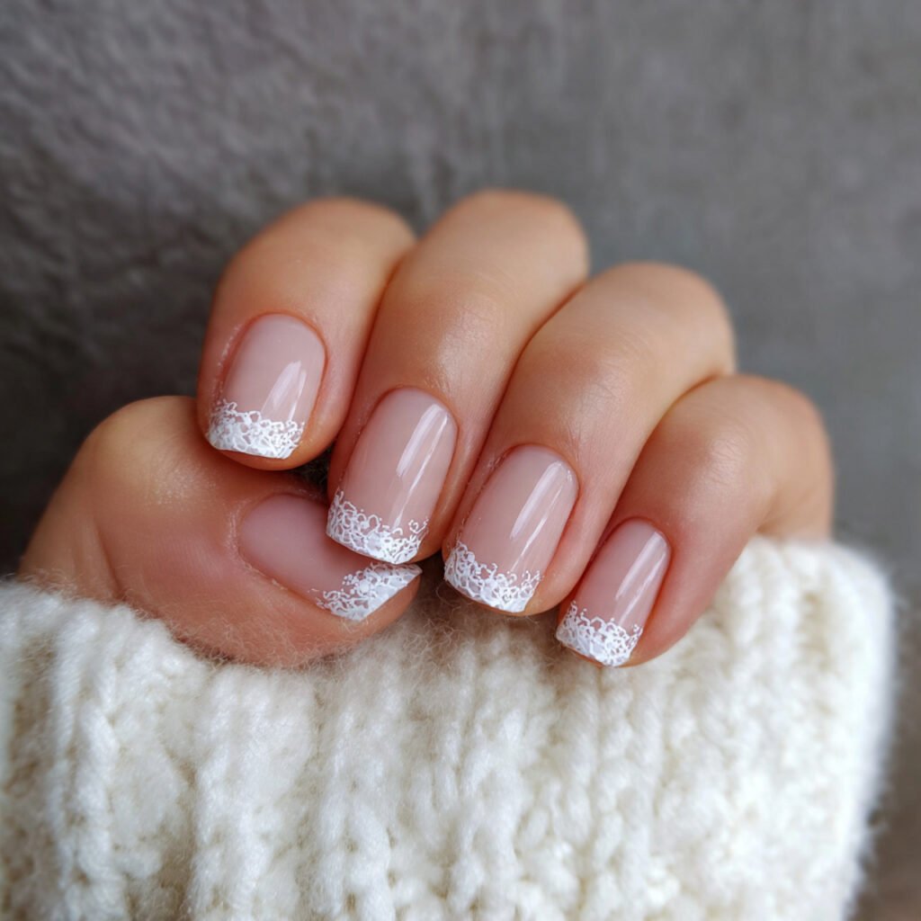 micro french in white tiny tip big polish