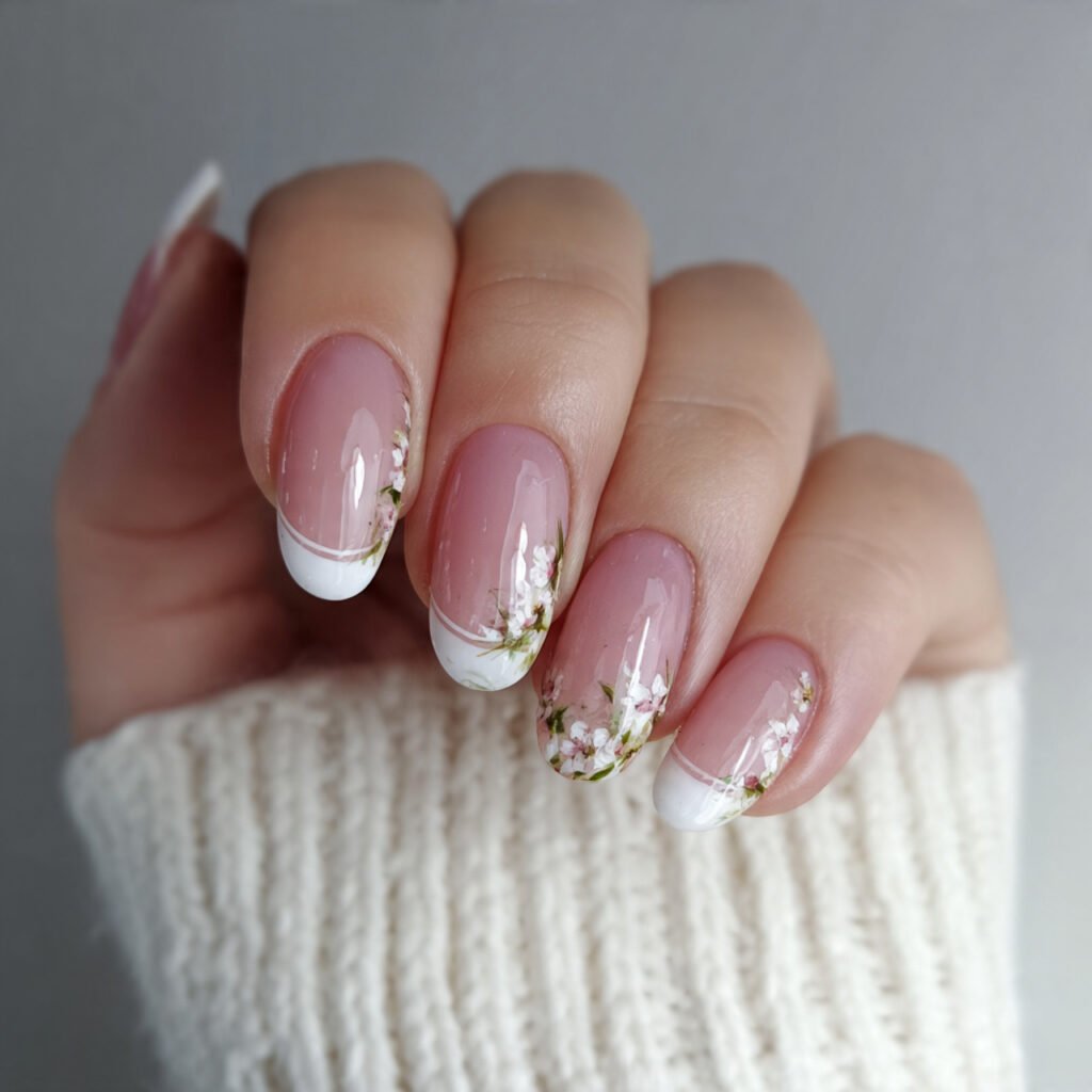 micro french on a milky base attractive