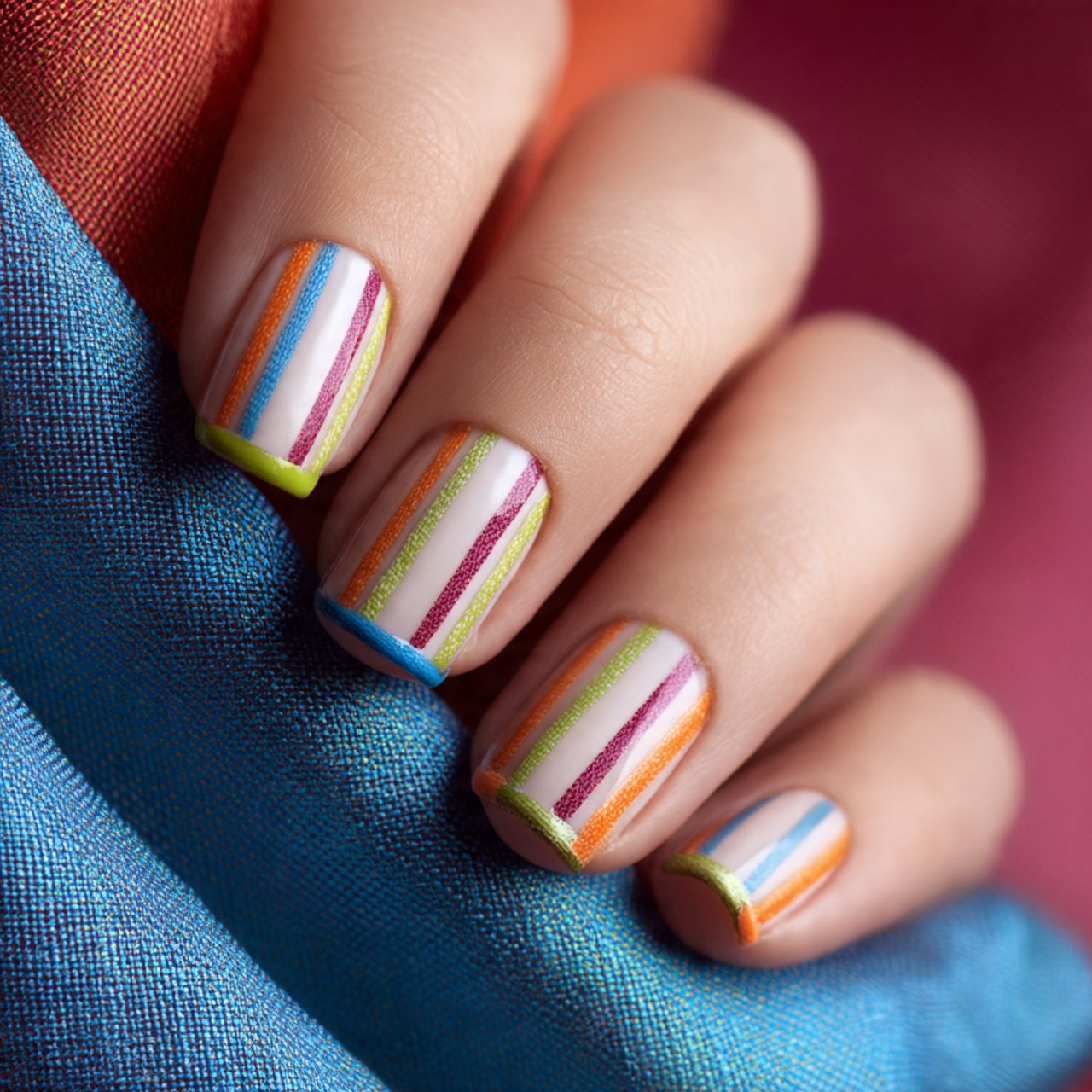 micro striped french tips creative nails