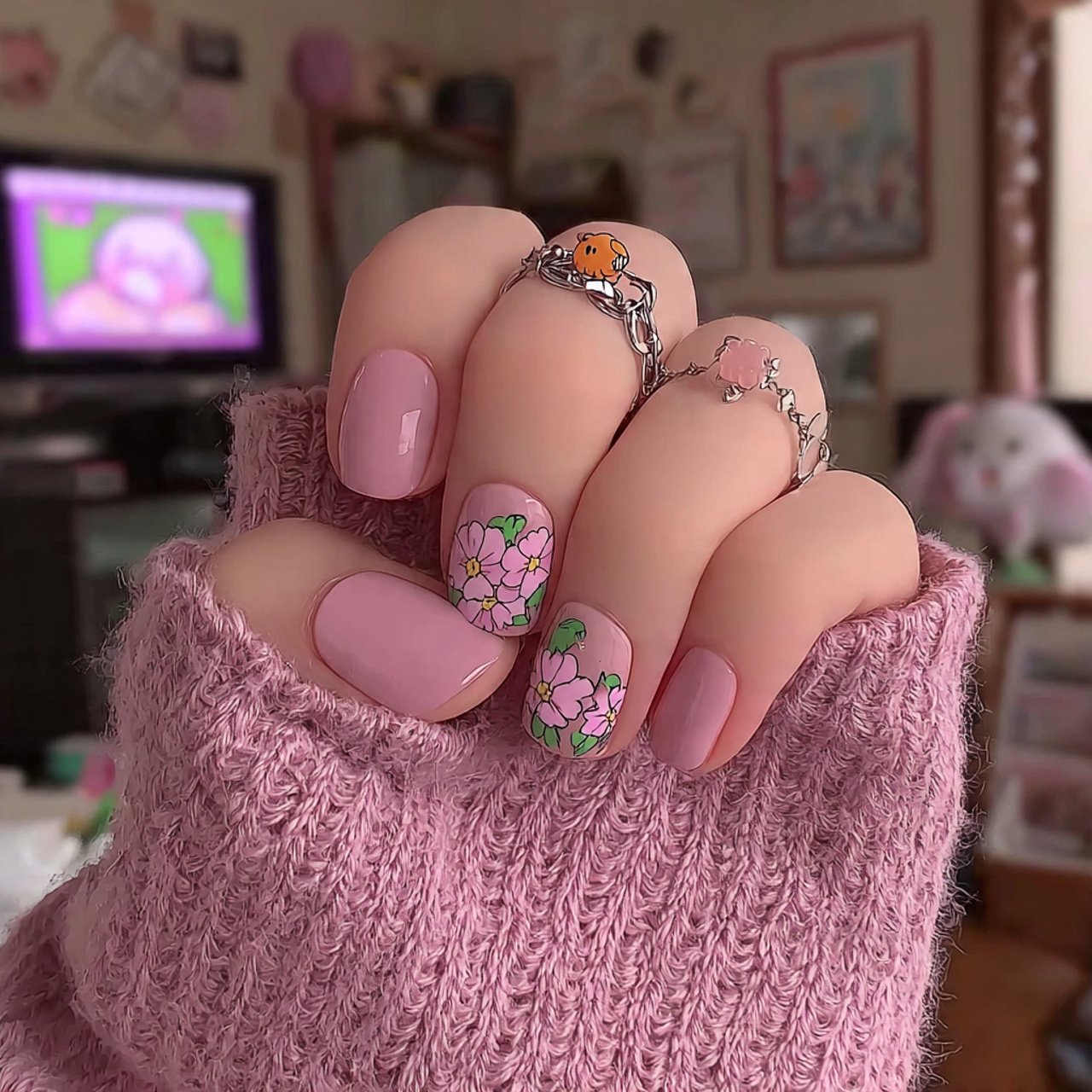 milky pink short nails nature look nails