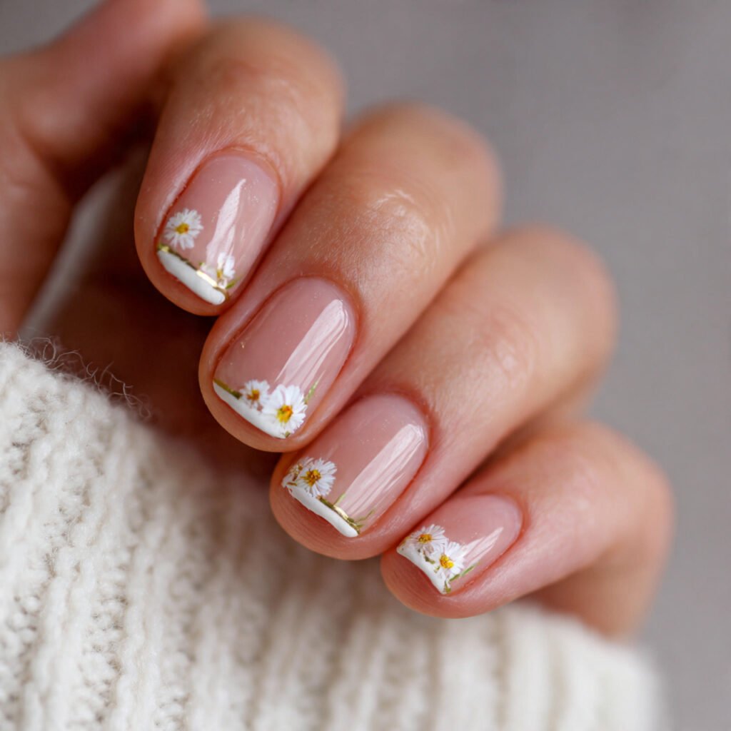 minimal daisy accent nails attractive nails