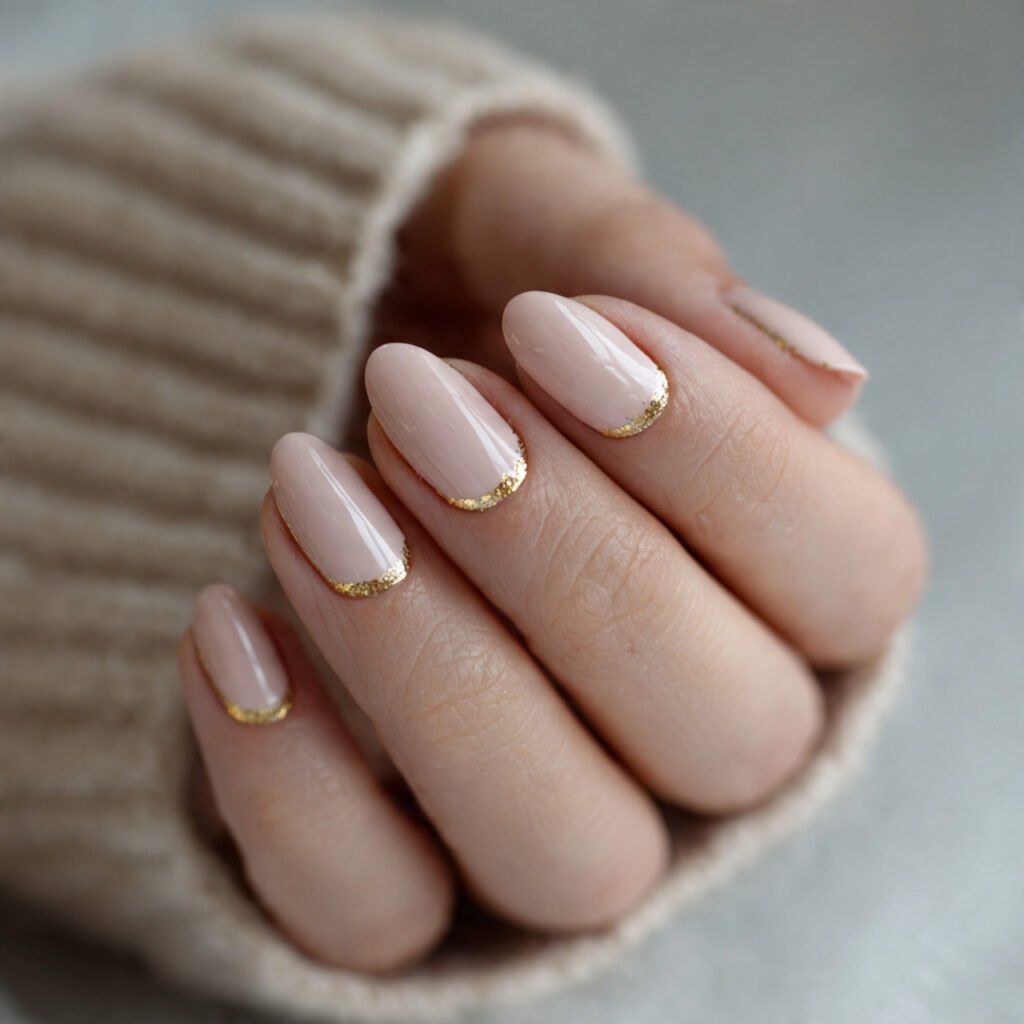 minimal gold foil accent on attractive nails