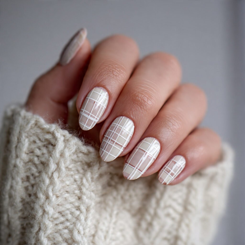 minimal plaid lines thin neutral plaid attractive