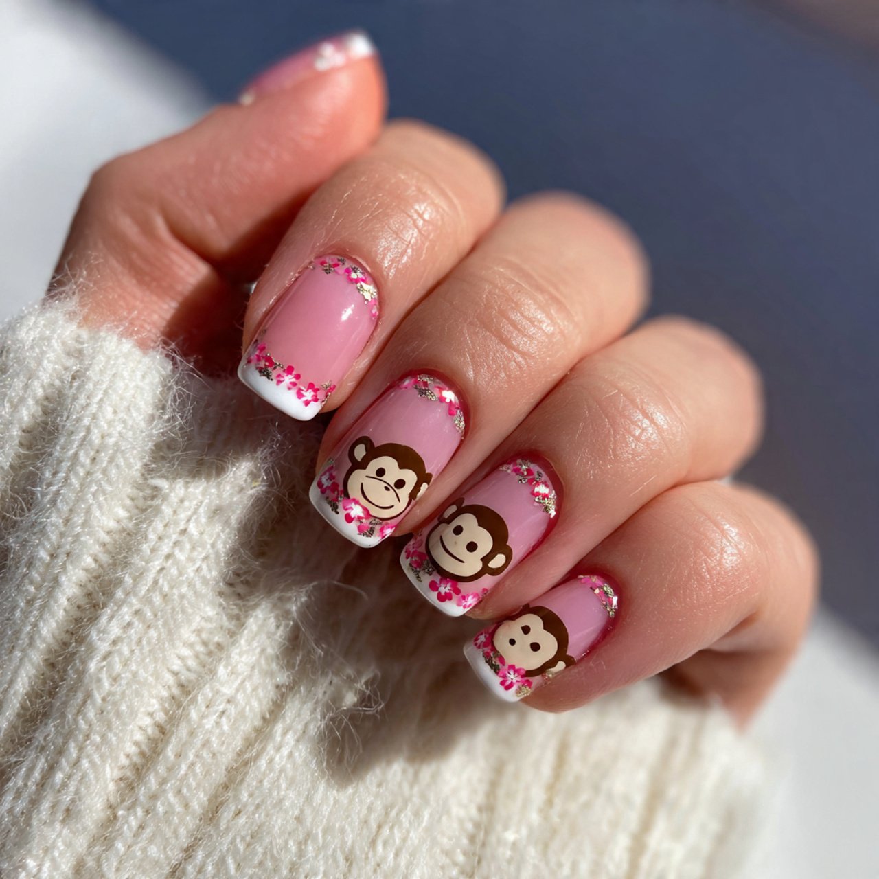 minimal monkey face accent clean cute