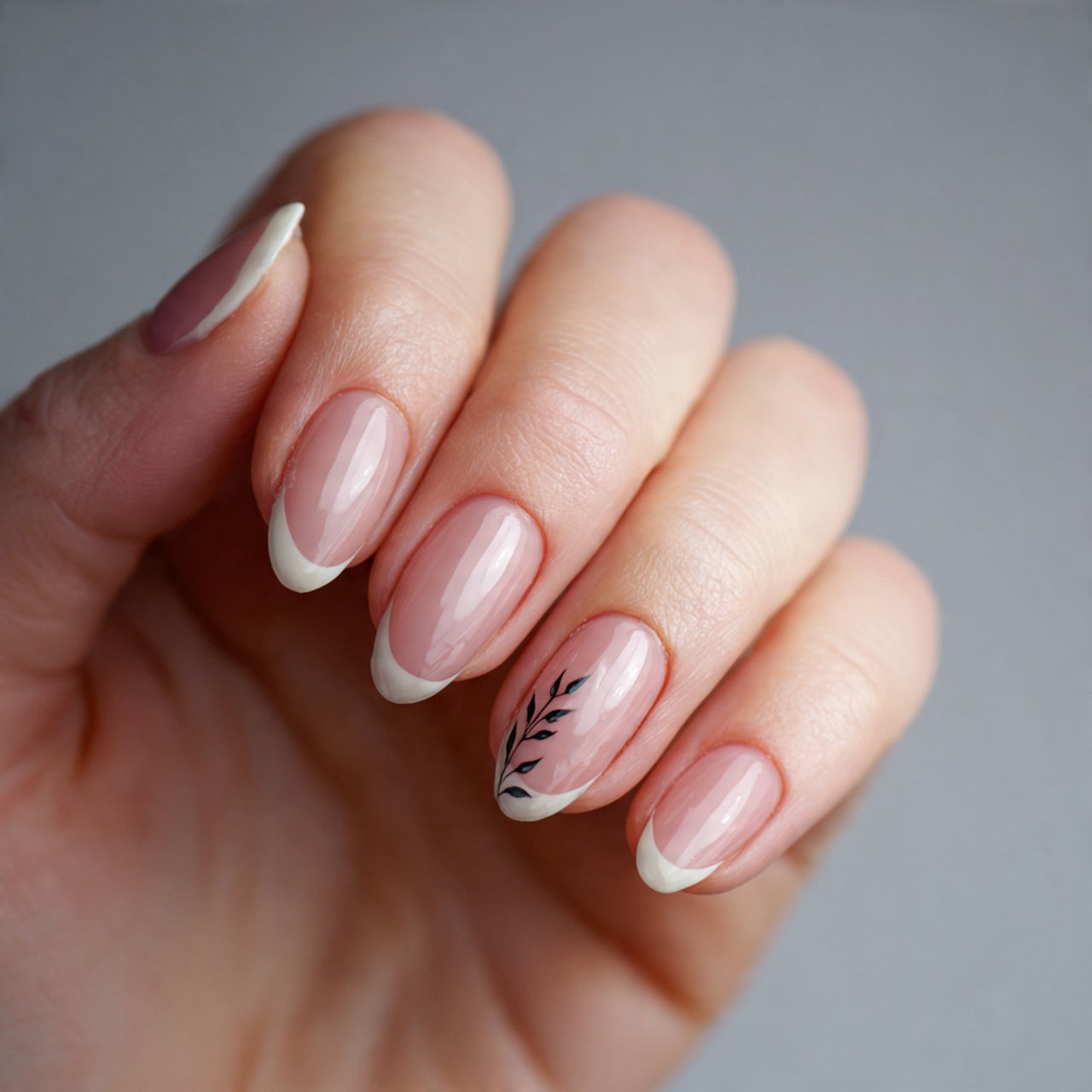 minimalist french tip with a twist nature look nai