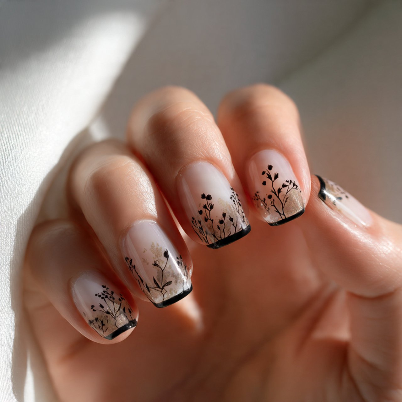 minimalist negative space nails nature look nails