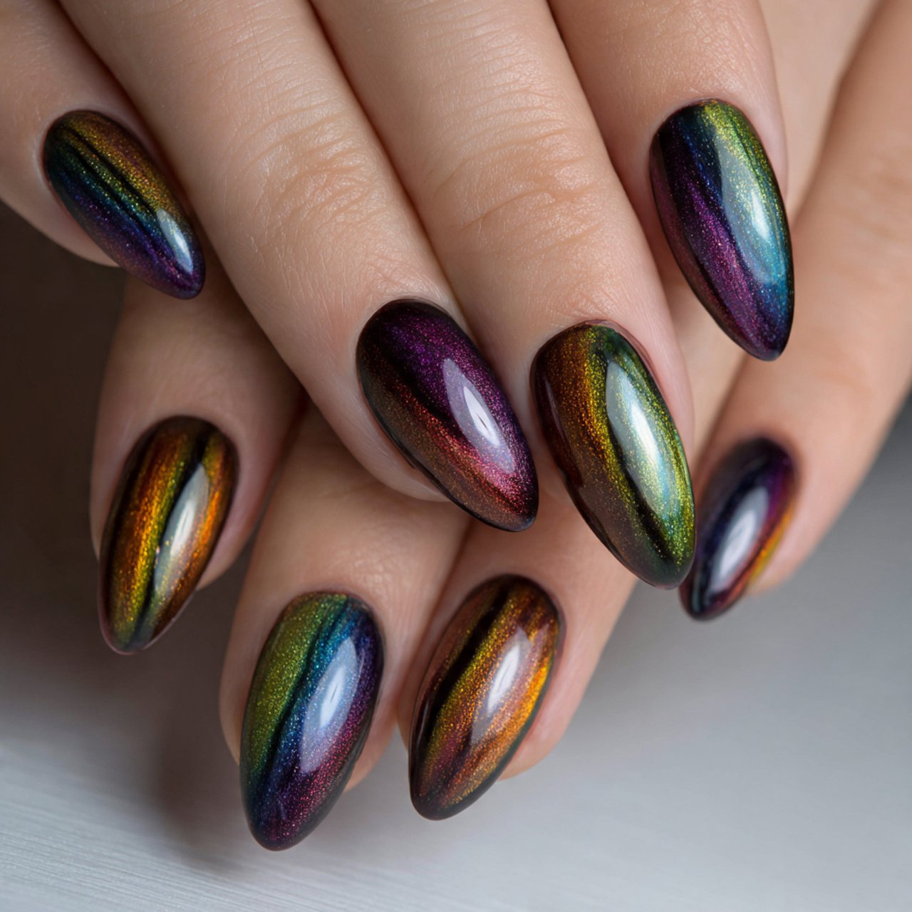 multicolored cat eye nails attractive nails