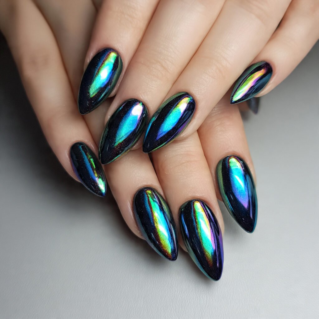 nails with chrome glaze attractive nails
