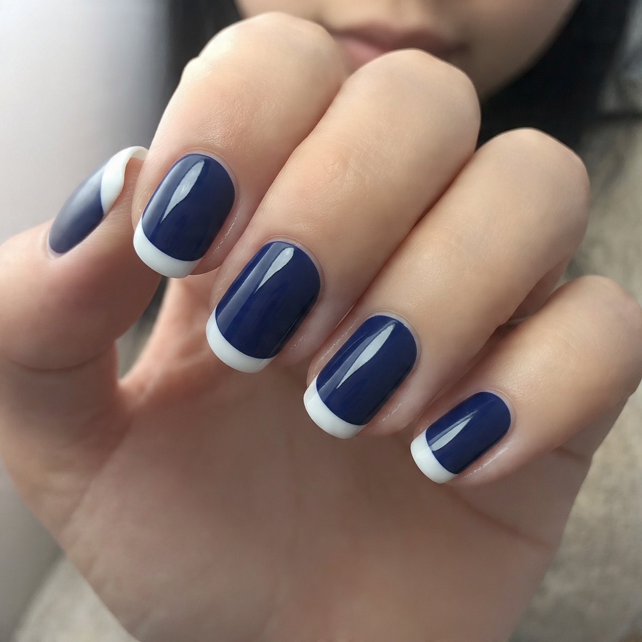navy white sailor chic tips attractive nails