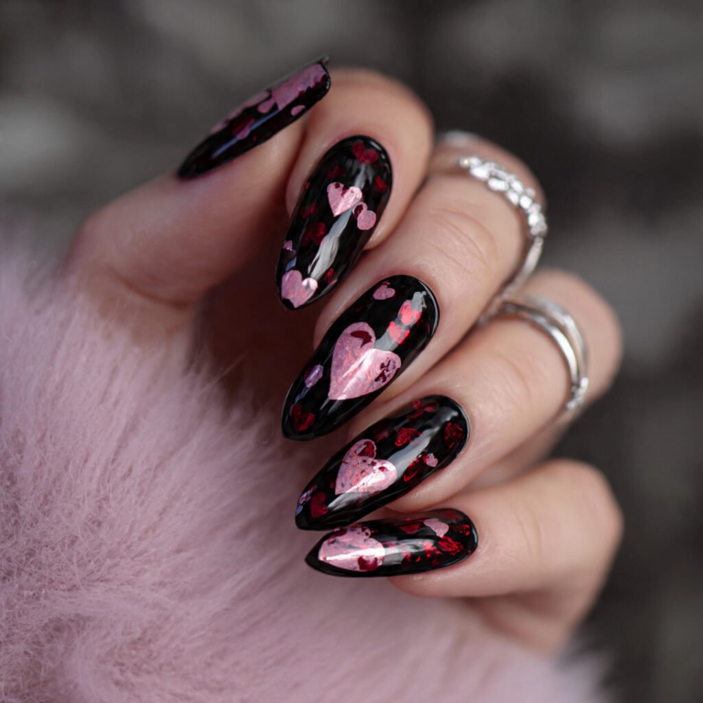 negative hearts nails image 1