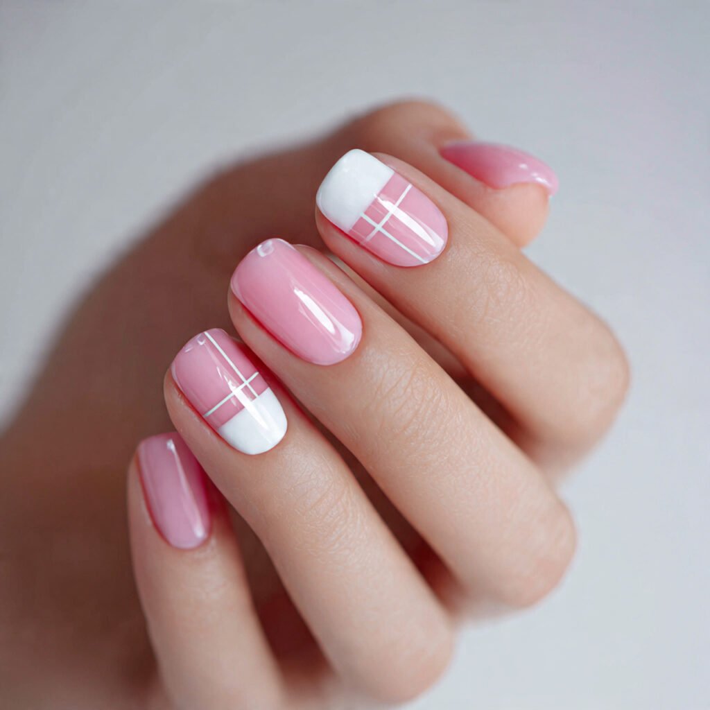 negative space pink and white nails attractive nai 1