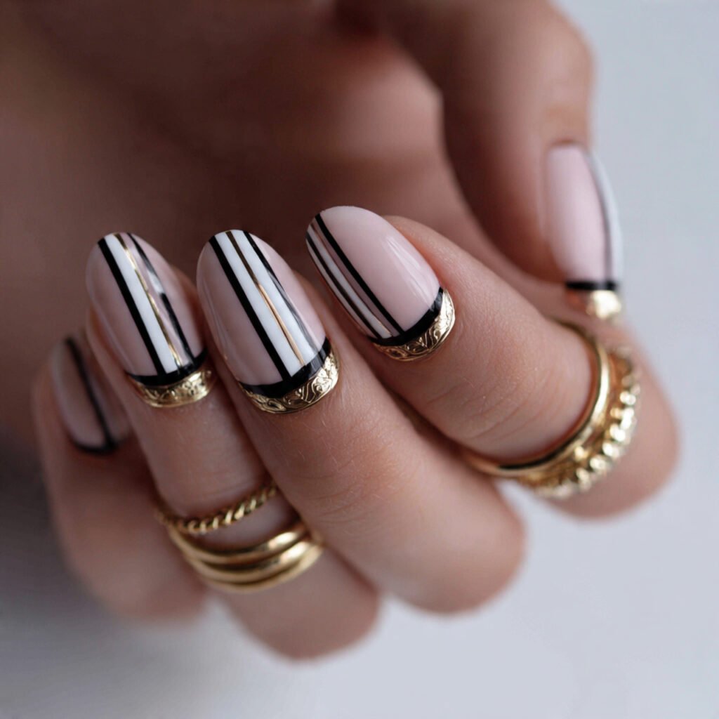 negative space stripes attractive nails