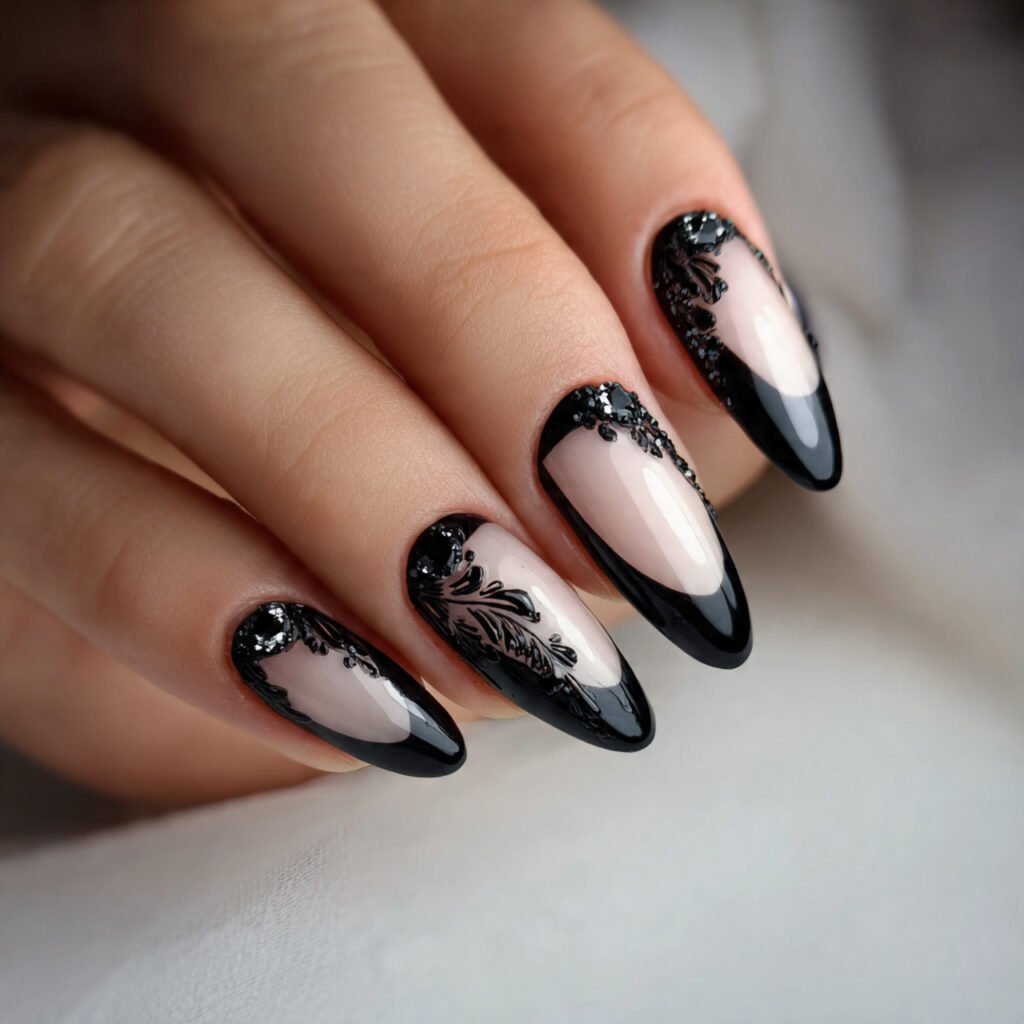 negative space with black accents attractive nails