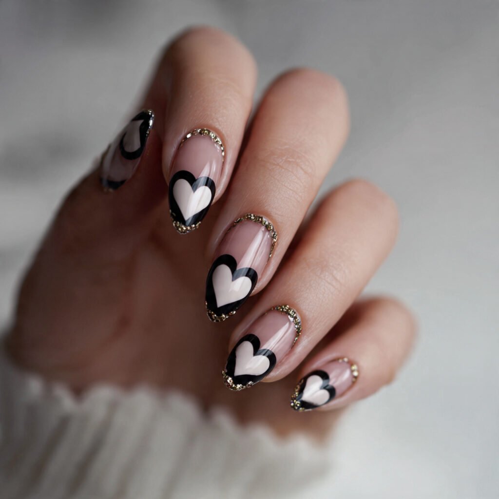negative space hearts attractive nails