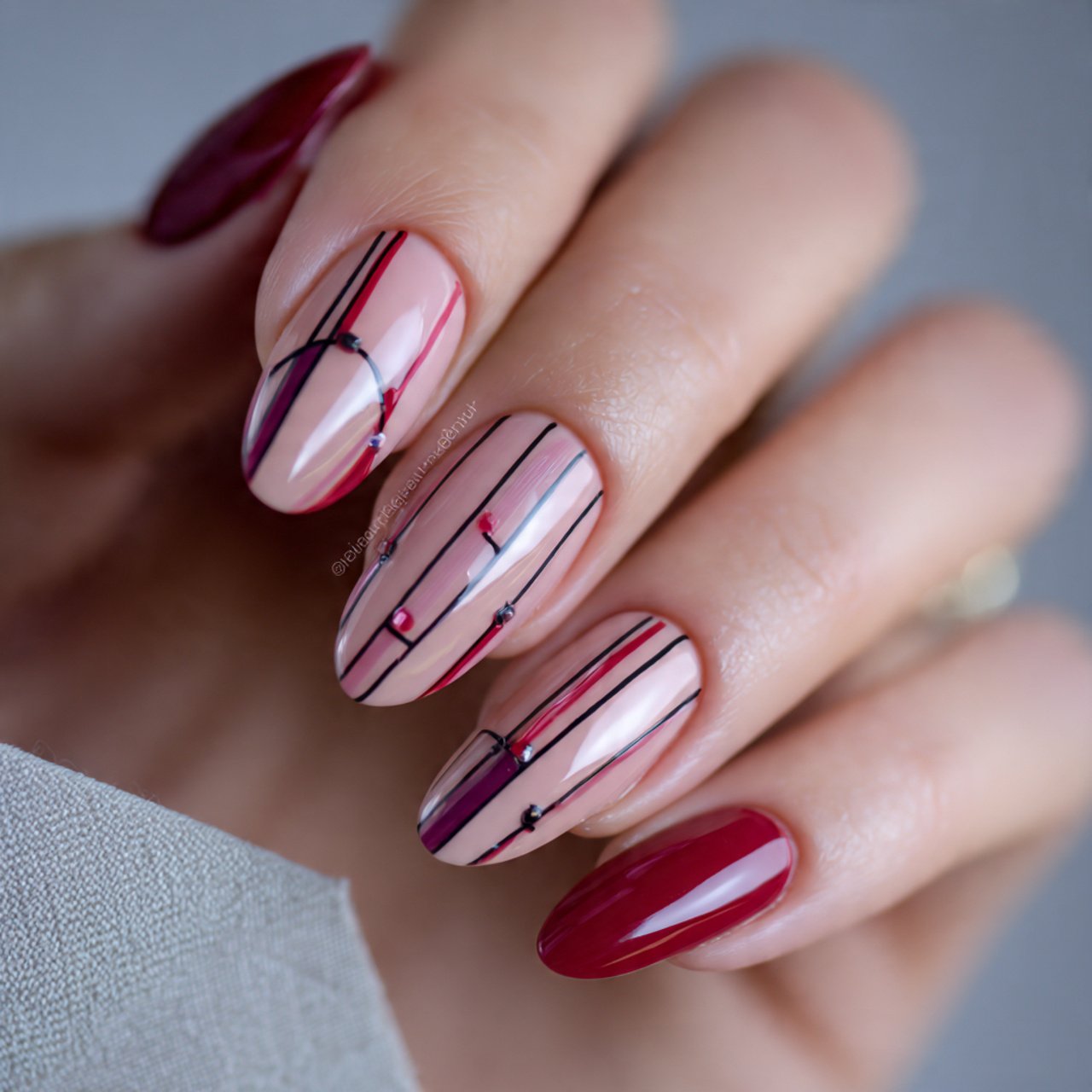 negative space stripes bare nail lines
