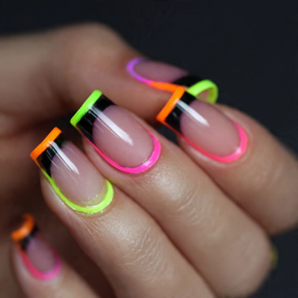 neon outline french negative space pop attractive