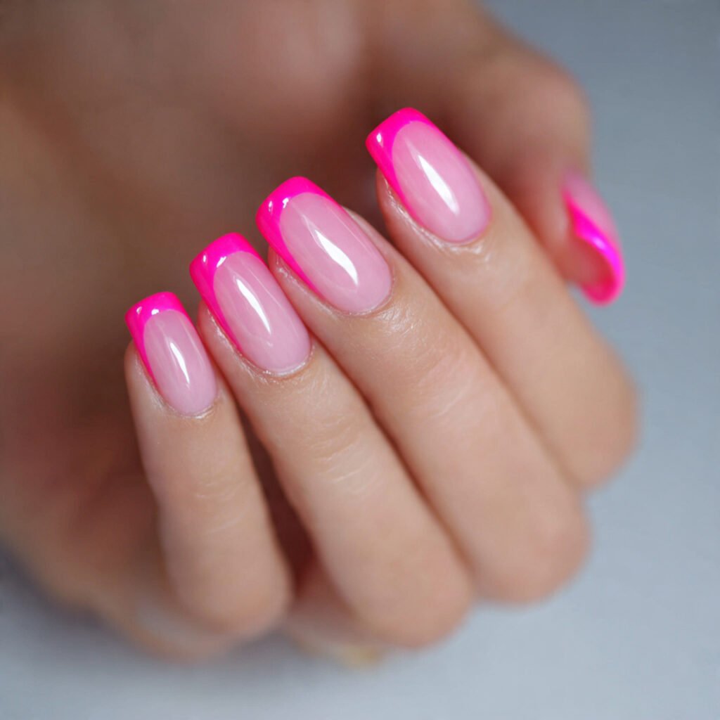 neon pink french tips attractive nails