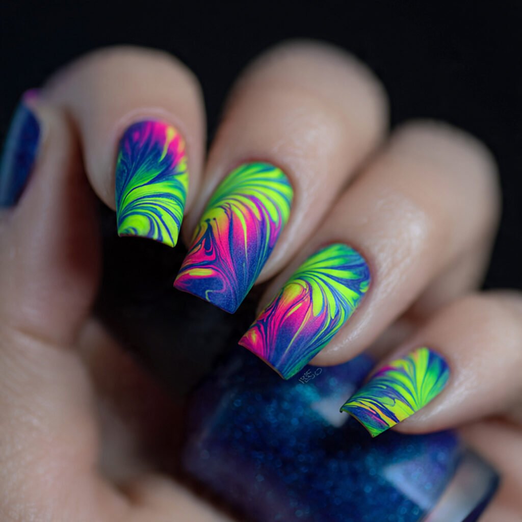 neon swirl nail art nature look background