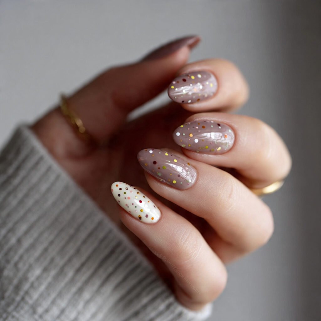 neutral with colored dots attractive nails