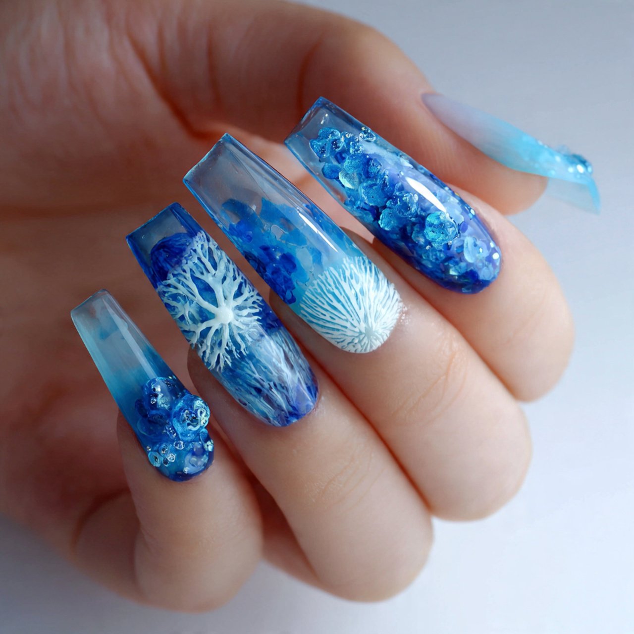 ocean jelly blue attractive nails 1