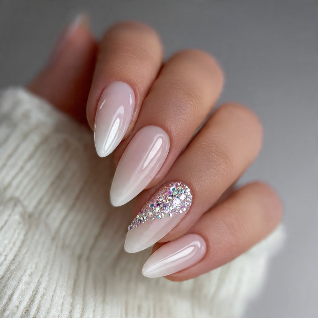 pale with sparkle accents attractive nails