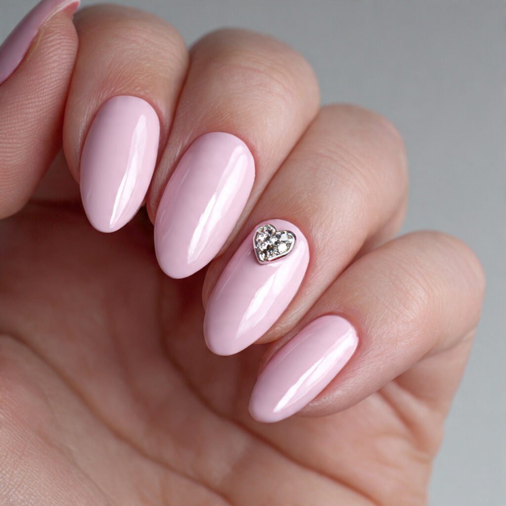 pale pink with a single heart accent