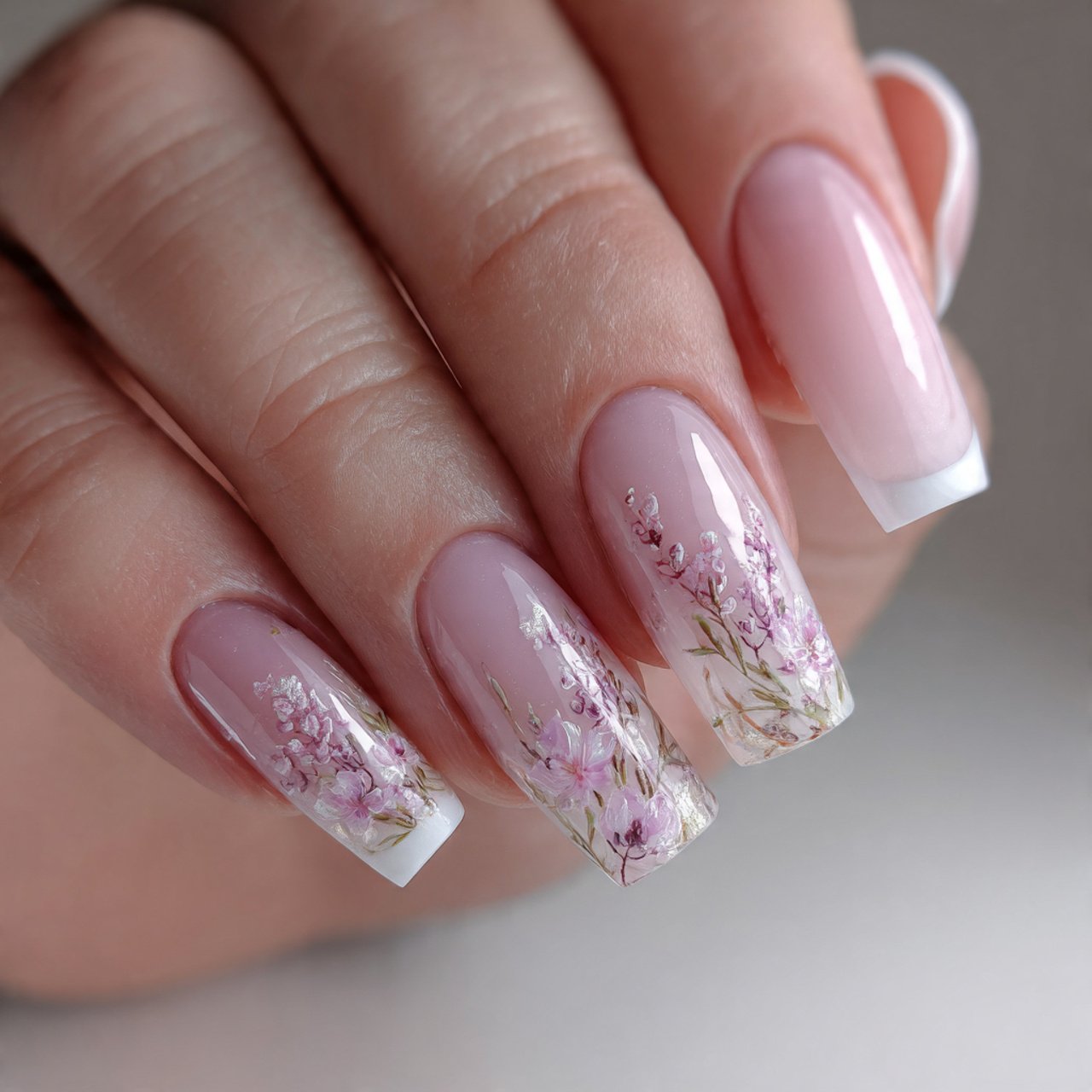 pastel french tips nature looks nails