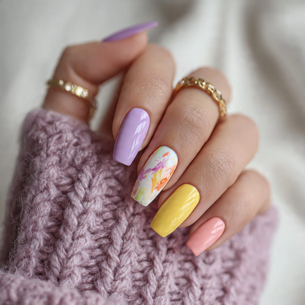 pastel mix match attractive nails