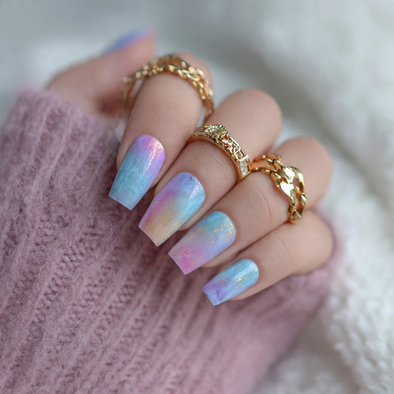 pastel ombre nature look nails