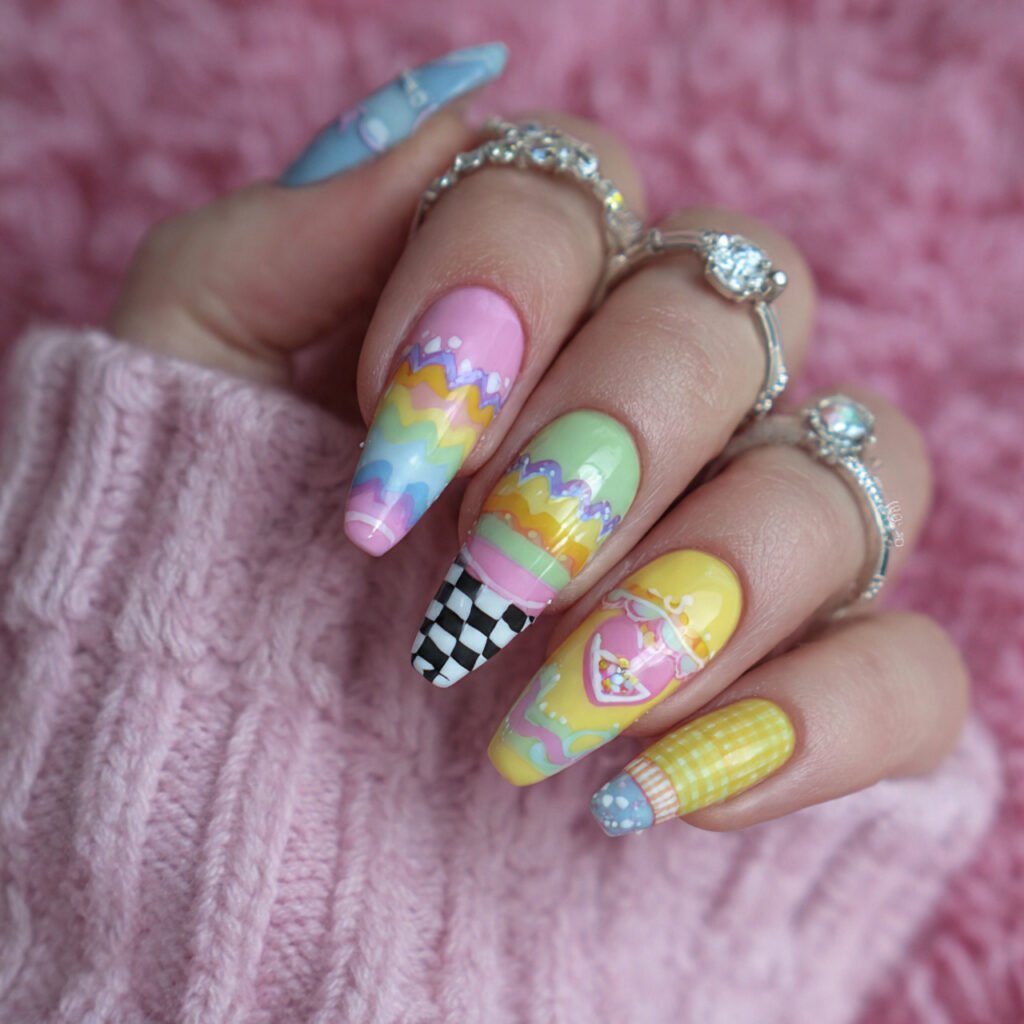 pastel y2k designs with funky shapes attractive