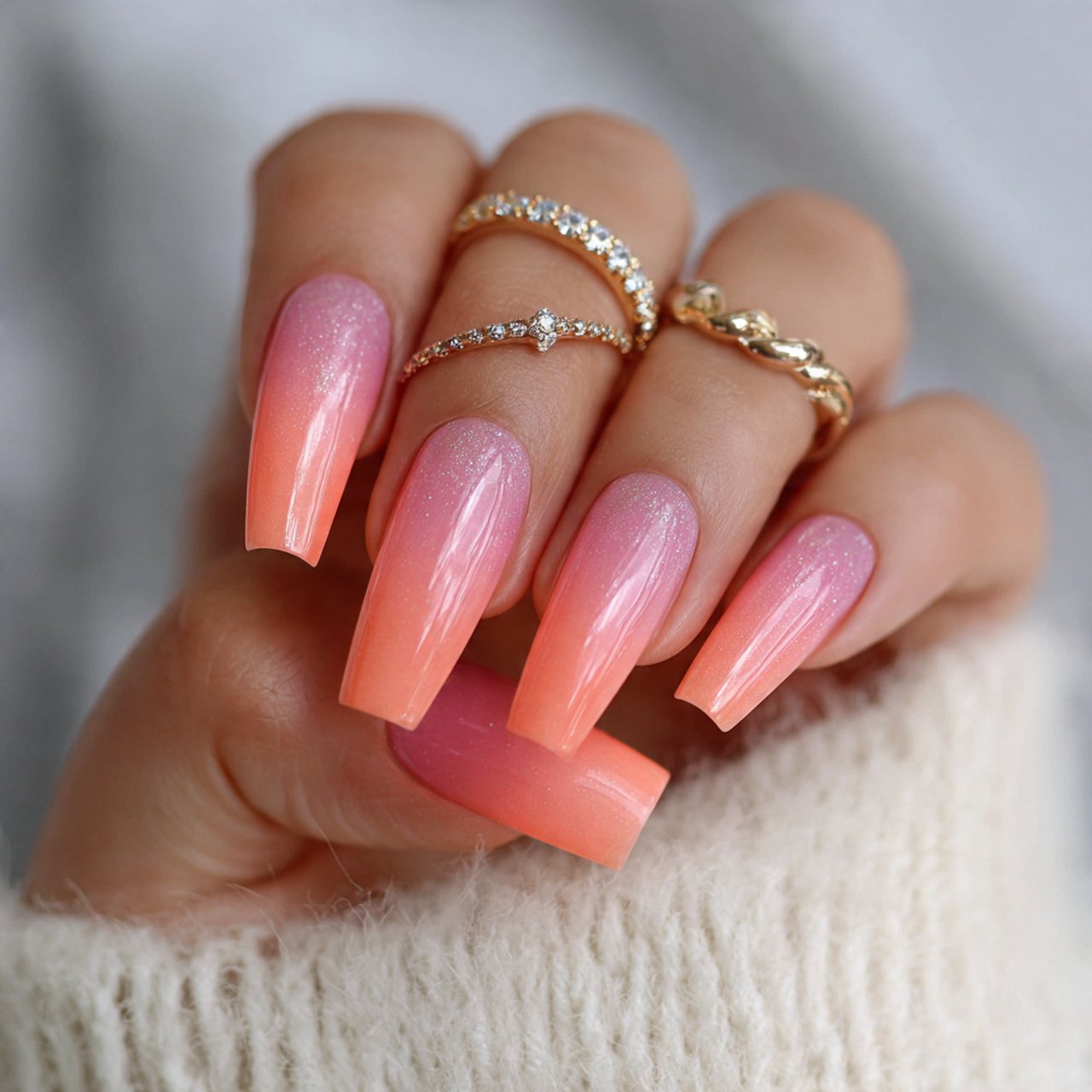 peach aura ombr attractive nails