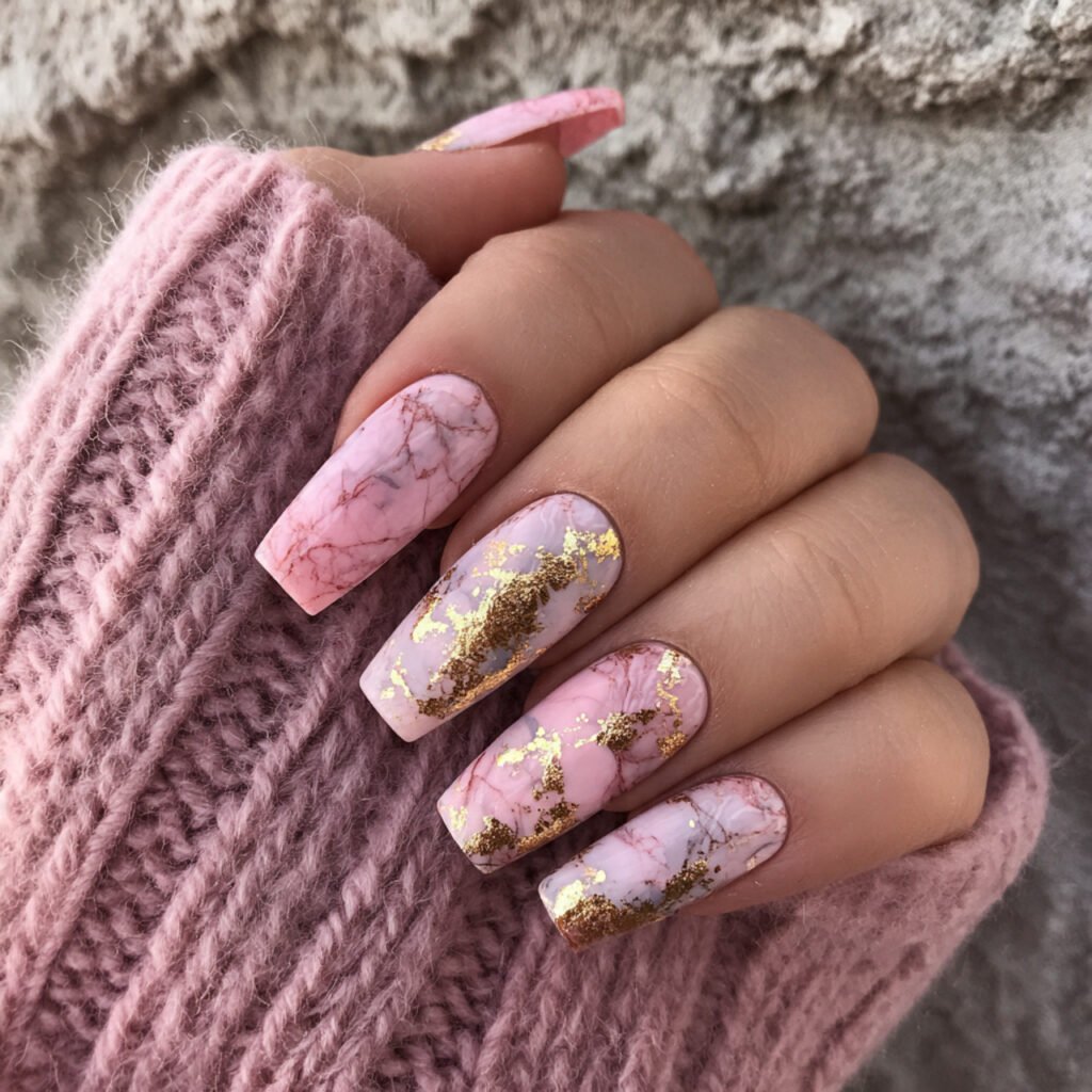 pink and gold marble nails attractive nails