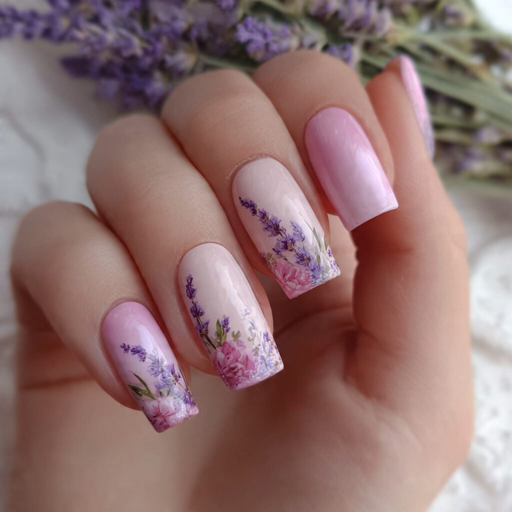 pink and lavender floral nails attractive nails