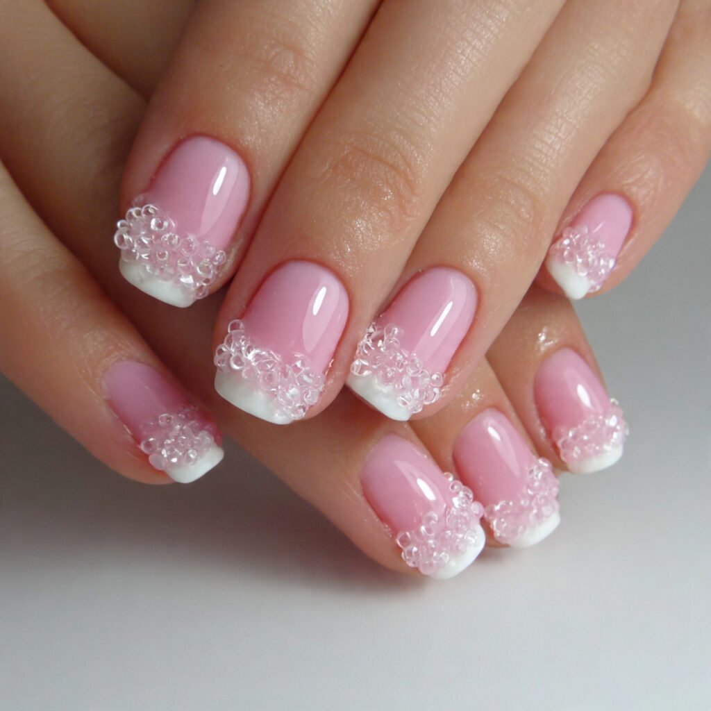 pink and white caviar nails attractive nails