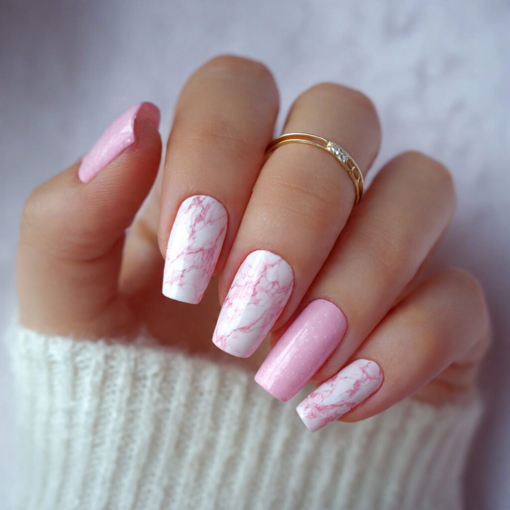 pink and white marble nails attractive nails