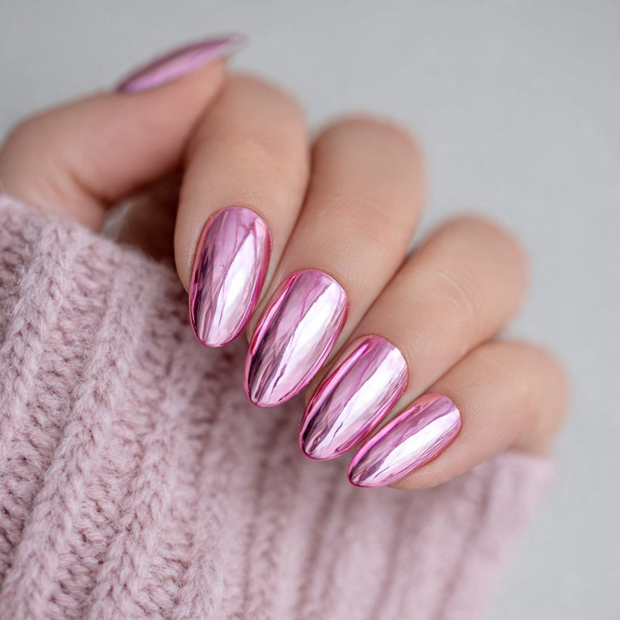 pink chrome glaze pearl not mirror attractive nail