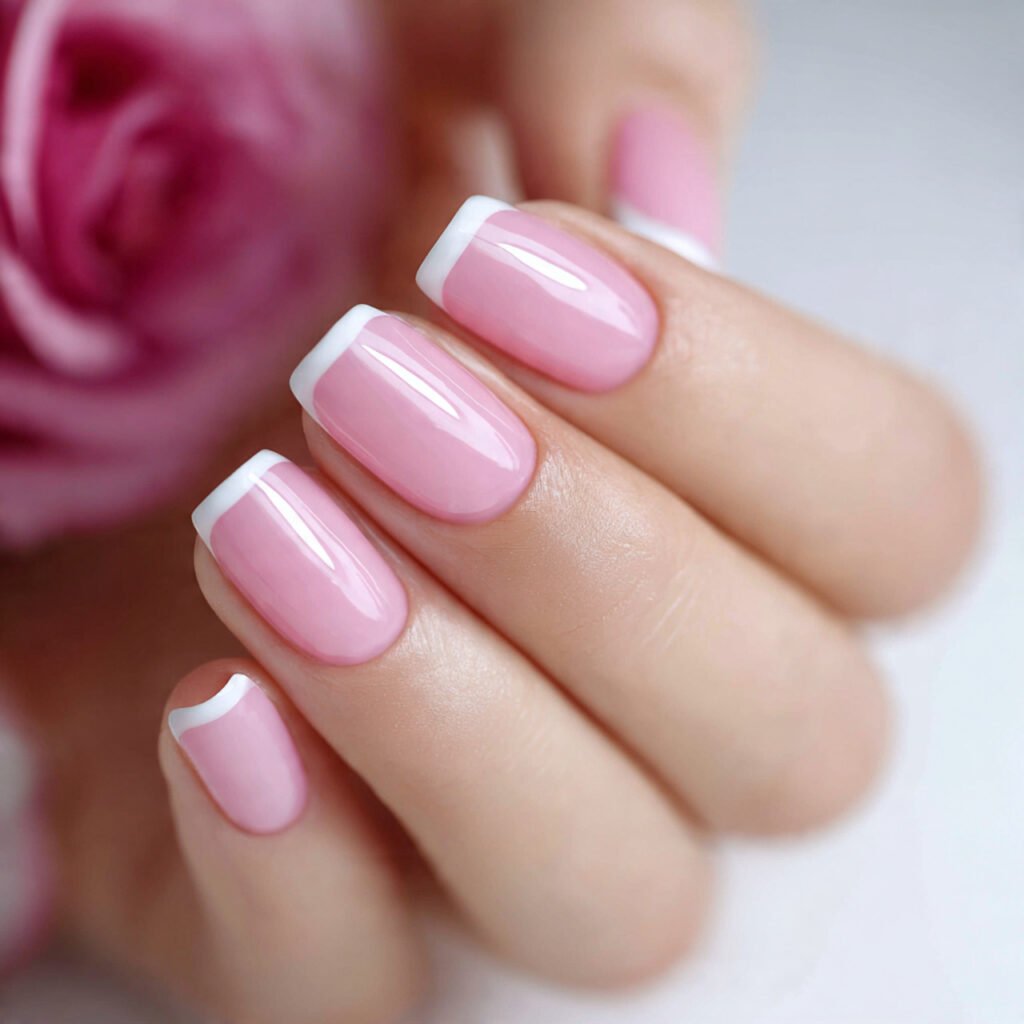 pink french nails attractive nails