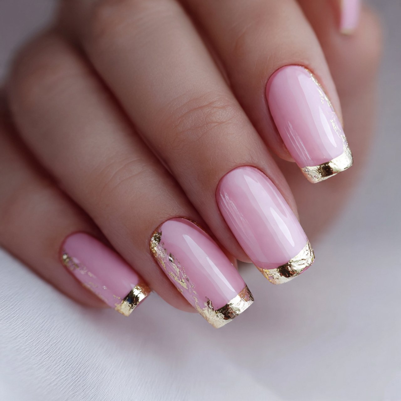 pink french tips with foil detailing attractive na