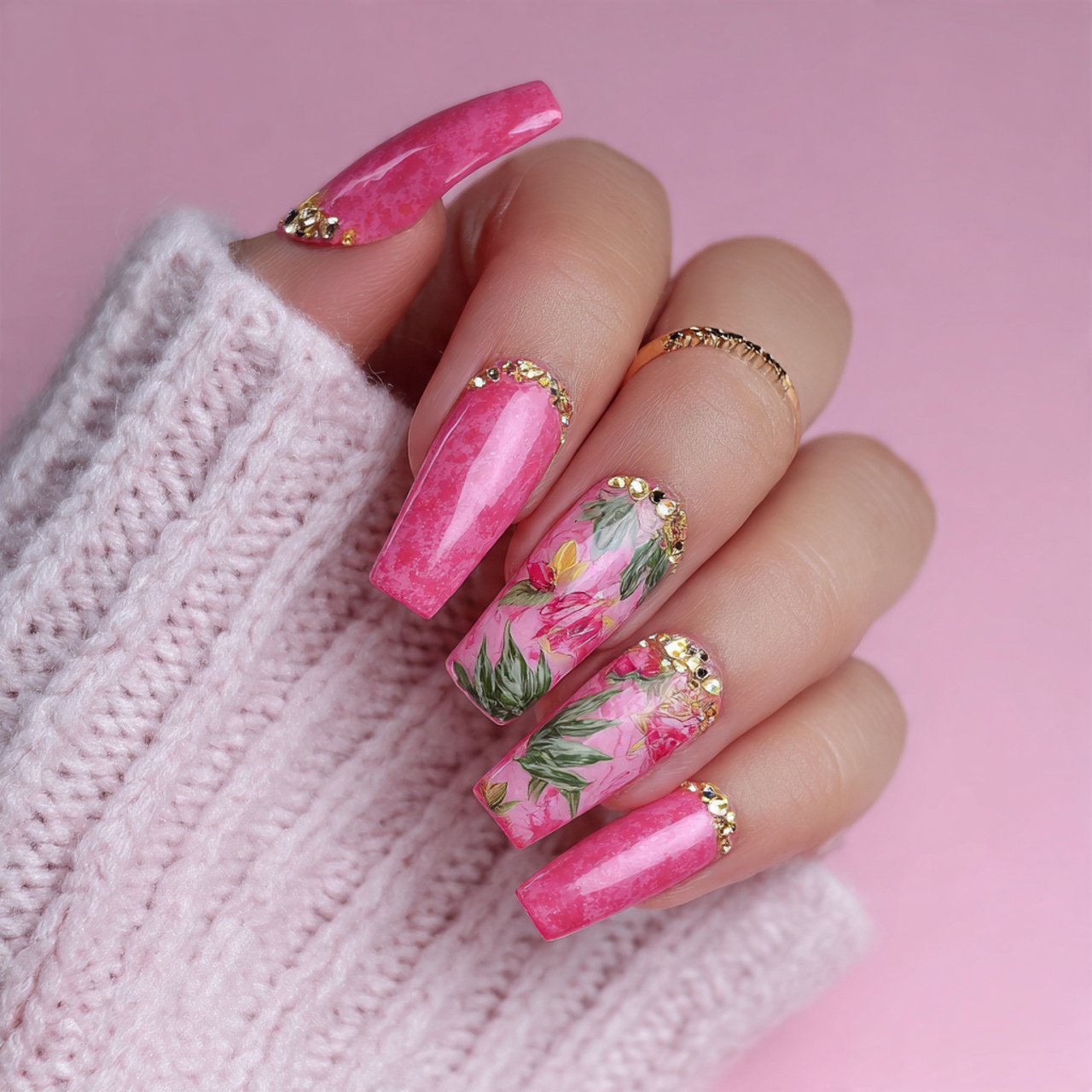 pink jelly drip nails nature looks nails
