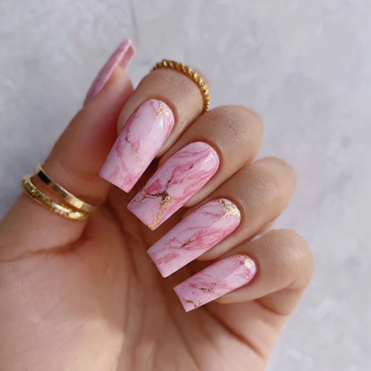 pink marble design attractive look nails