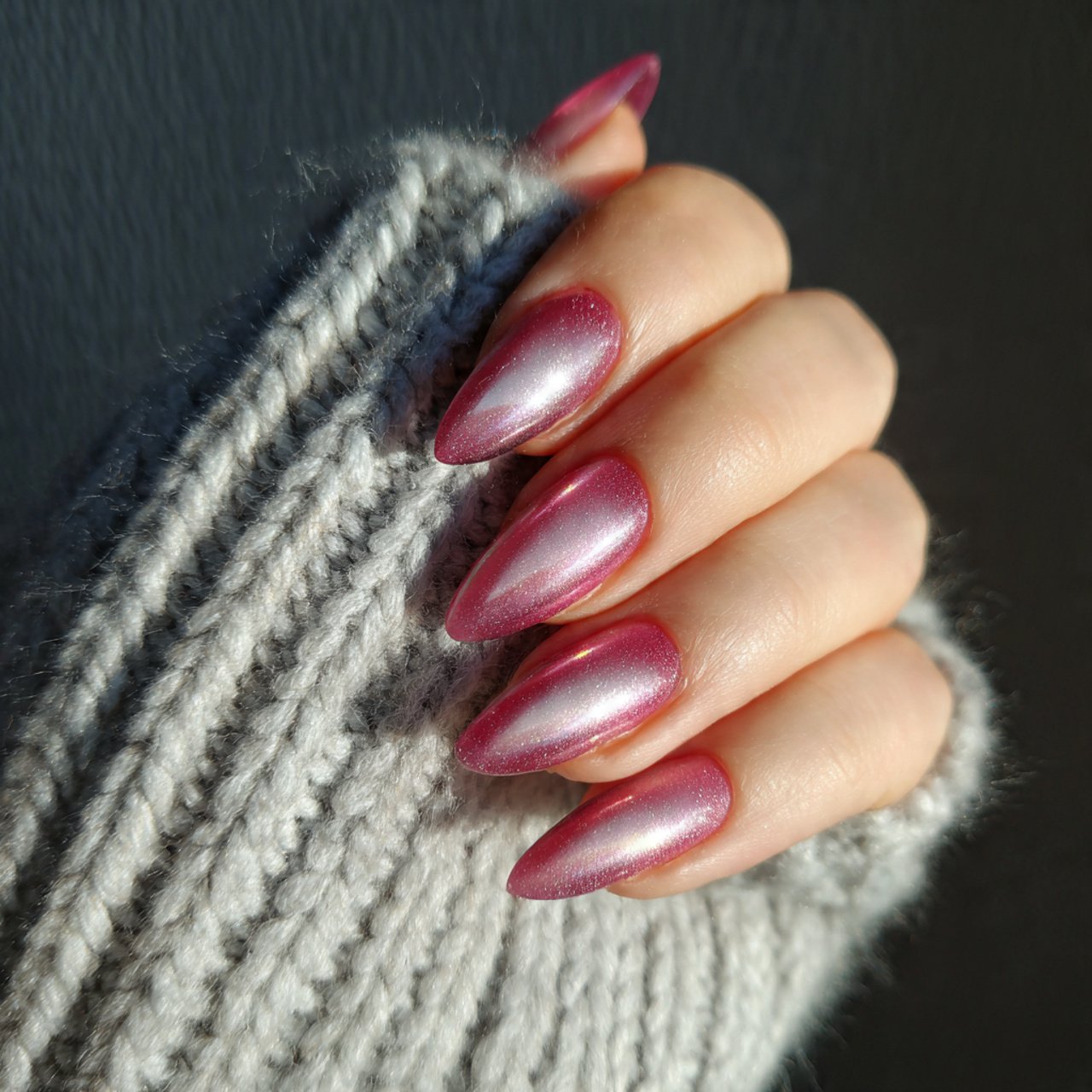 pink ombre cat eye nails nature look nails