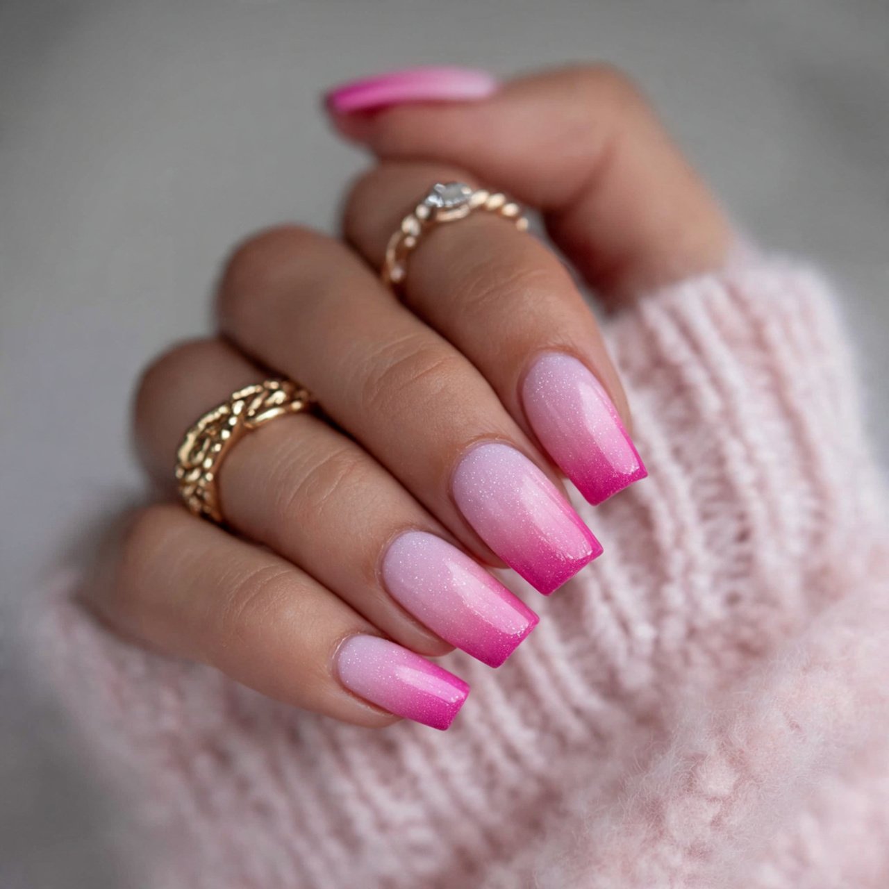 pink shimmer gradient attractive looks nails