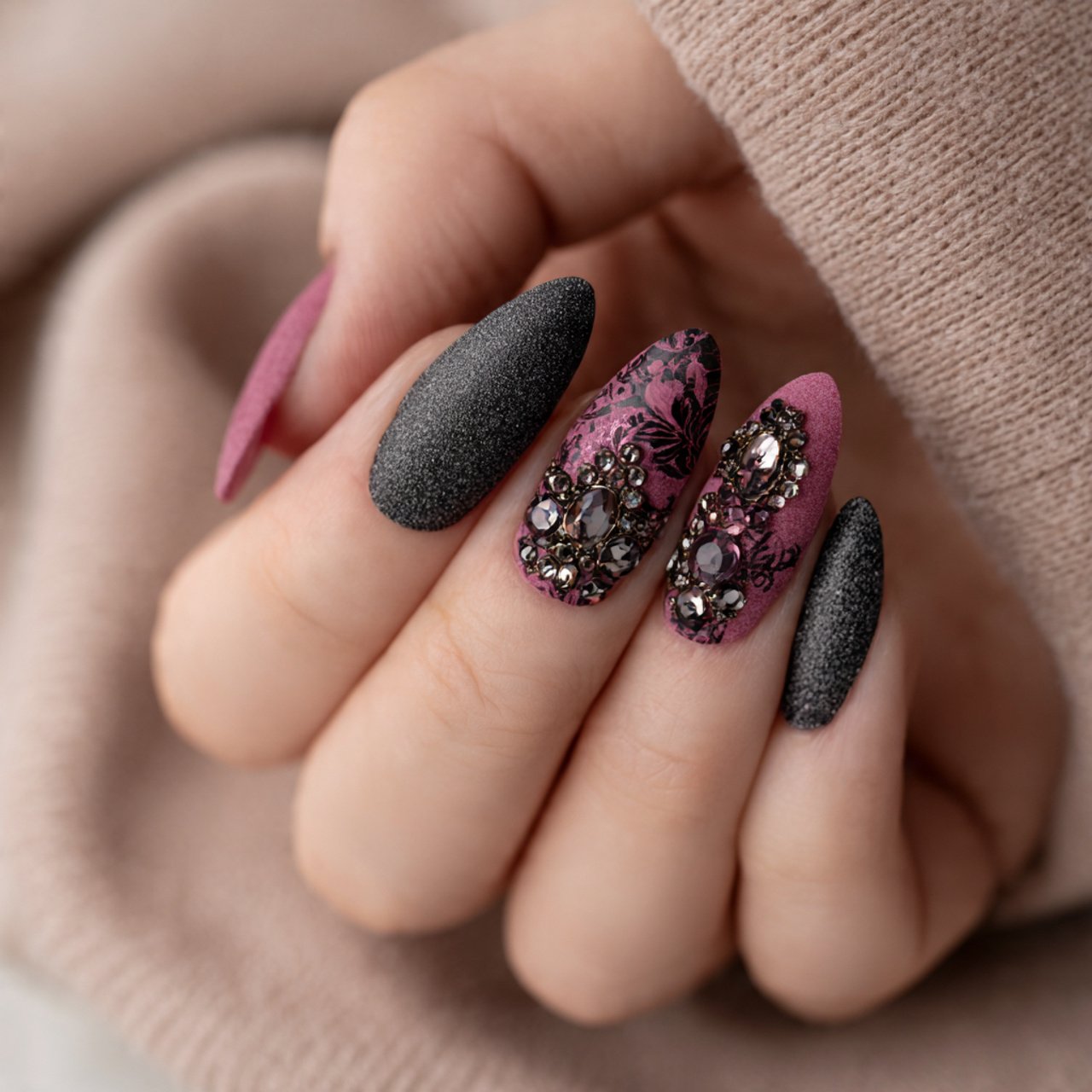 pink velvet magnetic nails attractive nails