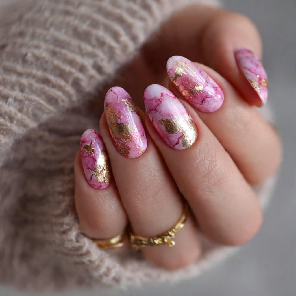 pink and gold foil nails attractive nails